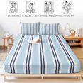 thumbnail image 5 of King Size Fitted Sheet Set - Light Blue Striped 3 Piece Bedding Sets 16" Deep Pocket Fitted Sheet with 2 Pillowcases, Minimalist Vertical Stripes Brushed Microfiber Hotel Luxury Bed Sheets, 5 of 9