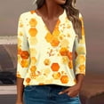 thumbnail image 2 of CYMMPU Bee Graphic 3/4 Sleeve V Neck Blouses for Women Dressy Casual Tunic Tops Spring Tops Loose Fit Summer Fashion Shirts Business Elegant Work Topss Multicolor XXXL, 2 of 5