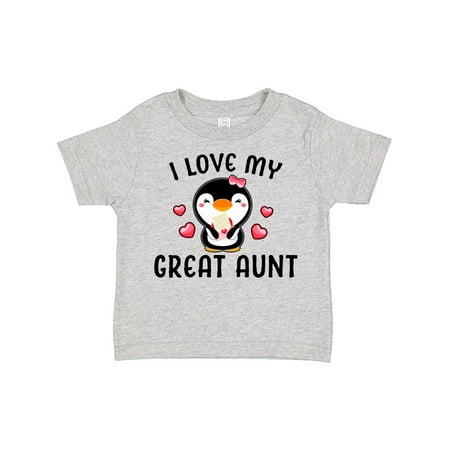 

Inktastic I Love My Great Aunt with Cute Penguin and Hearts Gift Toddler Toddler Girl T-Shirt