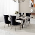 thumbnail image 5 of Roundhill Furniture Cavira 5-Piece Modern Dining Set, Faux Marble Dining Table with Four Chairs, Black, 5 of 16