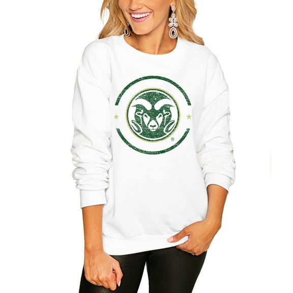 Women's Gameday Couture White Colorado State Rams End Zone Oversized Sweatshirt