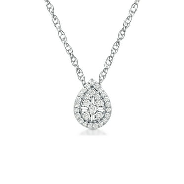 Brilliance Fine Jewelry White Gold Diamond Pendant Necklace 1/6 ct t.w. in 10K White Gold, 18”