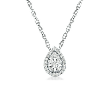 Brilliance Fine Jewelry White Gold Diamond Pendant Necklace 1/6 ct t.w. in 10K White Gold, 18”