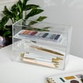 thumbnail image 3 of Martha Stewart Brody 3 Pack Stack and Slide Plastic Tray Office Desktop Organizer, 3" x 7.5", 3 of 10