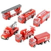 6PCS Diecast Metal Car Models Play Set Fire Rescue Trucks Vehicles Playset