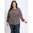 thumbnail image 5 of CASSIE LIZ Womens Plus Size Tops 2X Long Sleeve Shirts Fall V Neck Floral Black T Shirts Fashion Drawstring Tunics Loose Fit Summer Blouses Casual Pullovers 2XL 18W 20W, 5 of 7