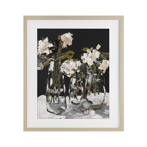 Stupell Industries Modern Three Flower Vases on Black Birch Framed Print Under Glass, 17 x 21, by Jane Slivka
