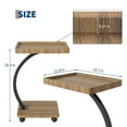 thumbnail image 2 of Bureau d'Ordinateur Portable Roulant en Forme de C à 2 Niveaux avec Roulettes, Table de Chevet Mobile Gain de Place avec Roulettes Verrouillables, Support d'Ordinateur Compact pour Canapé et Petits Espaces, Bois Naturel/blanc/noyer, 2 of 7