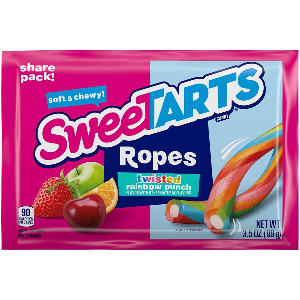 SweeTARTS Twisted Rainbow Ropes Candy, 3.5 oz (12 Ct)