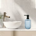 thumbnail image 2 of 1 Pc Simple Twill Lines Soap Pump Dispenser for Bathroom 450ml Clear Blue Black, 2 of 6