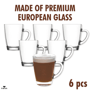 Lav Vega Clear Glass Coffee Tea Mugs Set of 6, Teacups with Handle, Coffee Service Set, 8.5 oz