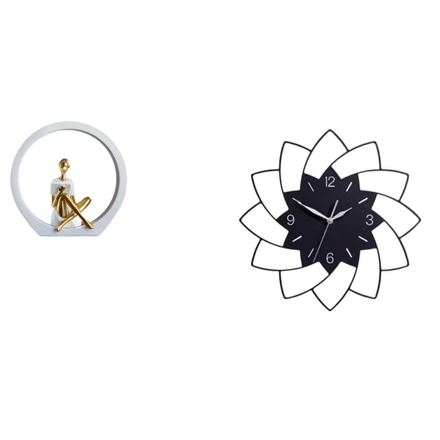 Estatua de niña,Estatuas de mujeres y niñas,figuritas decorativas elegantes,Reloj de pared grande,Reloj de pared acrílico silencioso sin tictac,Reloj de pared grande para