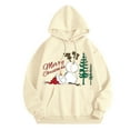 thumbnail image 3 of Merry Christmas Hoodies for Women 2025 Long Sleeve Xmas Snowman Graphic Hooded Sweatshirt with Pockets Pullover Tops, 3 of 4