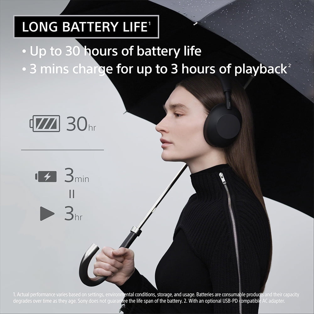 Sony WH-1000XM6 Best Wireless Noise Canceling Headphones, Black Bundle with 2 YR CPS Enhanced Protection Pack, In-Ear Headphone