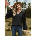 thumbnail image 2 of Cuteduck Women's Long Sleeve Pullover Tops for V Neck Casual T-shirts Loose Tunic Blouse, 2 of 5