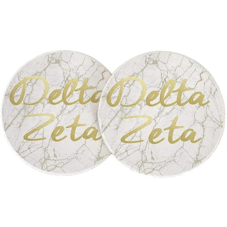 

Delta Zeta Sorority Absorbent Sandstone Car Cup Coaster (Set of 2) Licensed Product dz (Light Marble Gold Script)