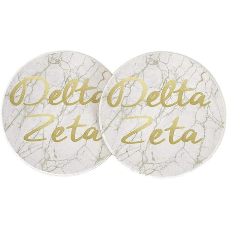

Delta Zeta Sorority Absorbent Sandstone Car Cup Coaster (Set of 2) Licensed Product dz (Light Marble Gold Script)