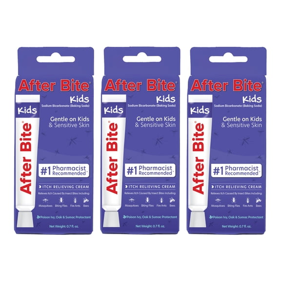 After Bite Kids - Bug Bite Itch Relief for Kids with Sodium Bicarbonate - Ideal for Mosquito Bites, Fire Ant Bites, Bees & More - Portable Cream Formula - 0.7 oz (3 Pack)