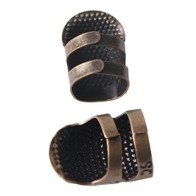 Thimble Metal Retro Sewing Thimbles Adjustable Finger Protector DIY Quilting Tools for Embroidery Needlework(Cyan blue )