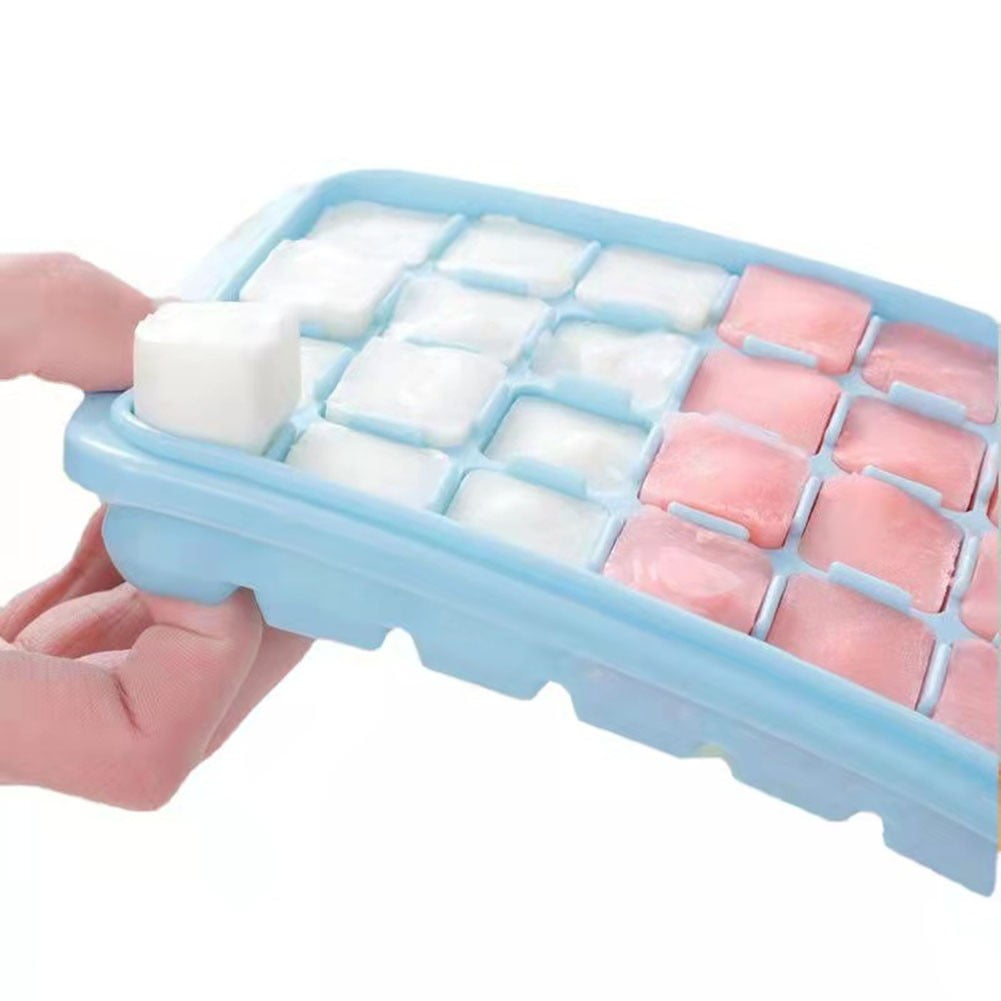 2Pk Soft Silicone Ice Cube Tray Removable Lid BPA Free Holds 24