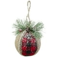 thumbnail image 2 of Northlight Plaid with Burlap Christmas Ball Ornaments - 6" (152mm) - Red and Black - 4ct, 2 of 4