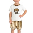 thumbnail image 2 of SGFCWSX Boys 2 Piece Outfits Summer Print Short Sleeve T Shirt Striped Elastic Waist Shorts Casual Set for Kids Khaki Size 8, 2 of 7