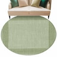 thumbnail image 2 of Sage Green Geometric 5ft Round Rug, Green Greek Key Design Burlap Modern Art Non-Skid Rubber Backing Large Area Rugs - Living Room Bedroom Home Office, Indoor Floor Mat Carpets Washable Rug, 2 of 9