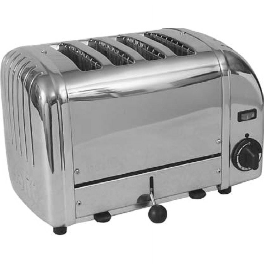 Cadco CTS-4(220) 4-Slot Commercial Pop-Up Toaster with 1" Product Opening, Stainless Steel, 220v, NSF, For Commercial Use, 10.35 lbs