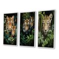 thumbnail image 3 of Designart "Tigers In Asian Painting IX" Asian Framed Wall Art Set Of 3 - Green Asian Art Frame Gallery Set For Office Decor, 3 of 6