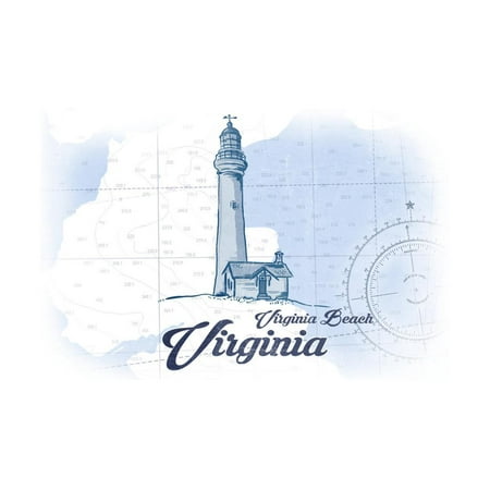 Best Shopping In Virginia Beach Virginia Beach, Virginia - Lighthouse - Blue - Coastal Icon Print Wall Art By Lantern Press ()