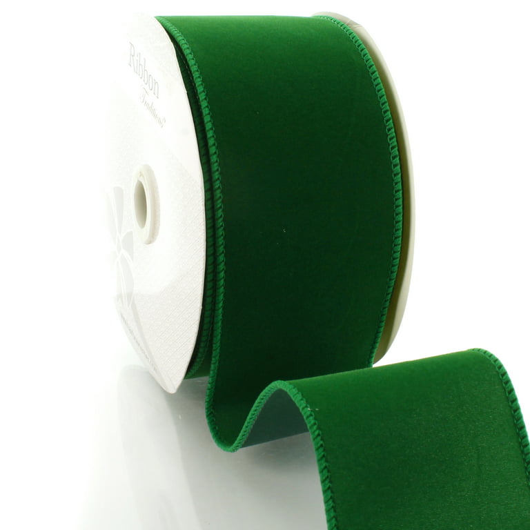 10 Yards - 2.5 Wired Lime Green Velvet Ribbon – foxwreathsupplies