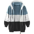thumbnail image 4 of TQWQT Fleece Coats for Women  Faux Fur Jacket Coat Fuzzy Fleece Jacket Plus Size Zip Up Drawstring Sweatshirt Oversized Light Blue S, 4 of 6