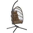 thumbnail image 1 of Outsunny Hanging Egg Chair with Stand, Foldable Swing Chair, Brown, 1 of 10