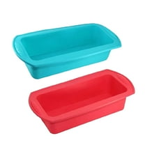 LYCAQL Silicone Bread Loaf Pan 10.6*5.1*2.5 inch Non-Stick Silicone Loaf Food Grade Pans For Baking Set of 2 For Bread Cake Meatloaf Dishwasher Safe Blue and Red