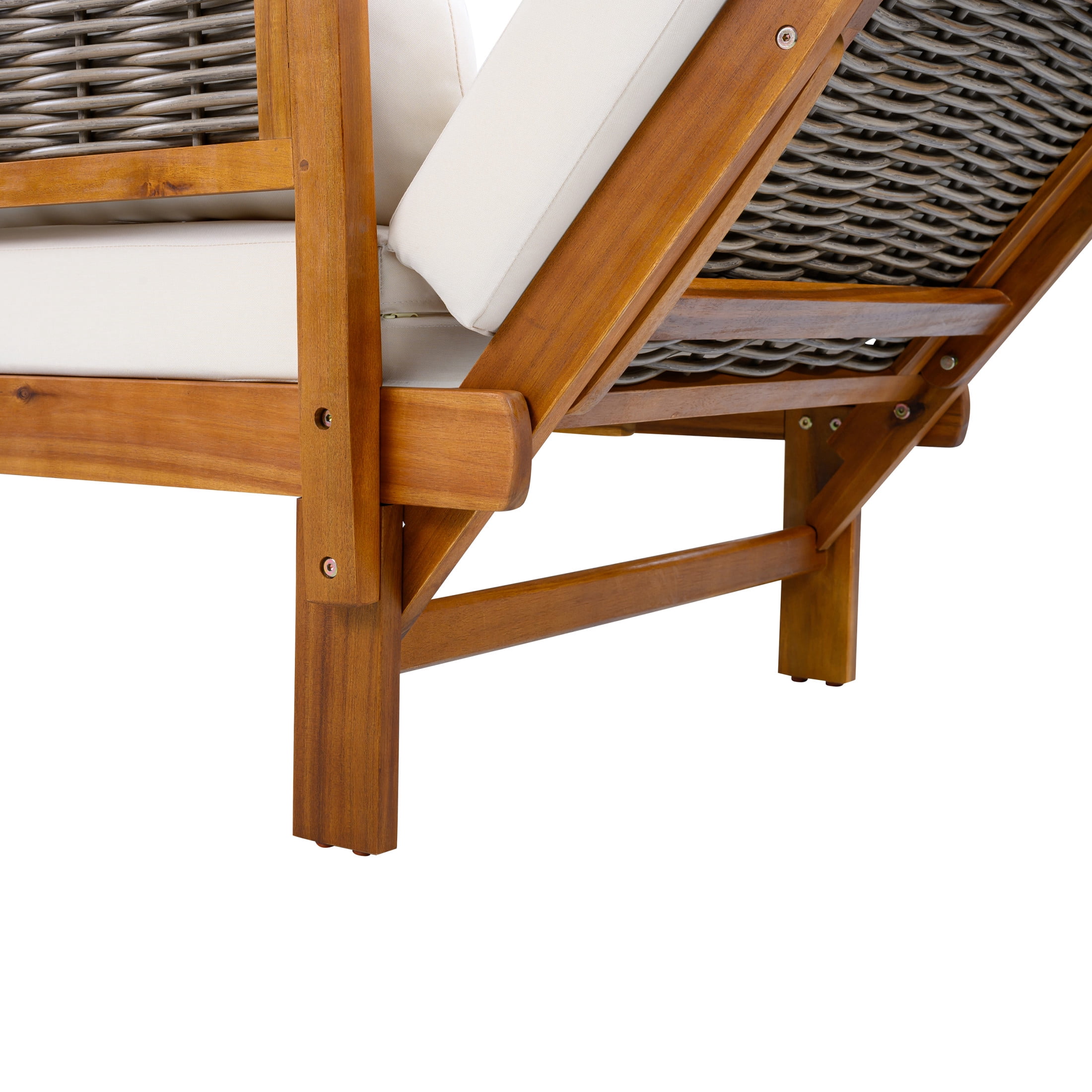 Christopher Knight Home 94.41" Outdoor Daybed with Adjustable Armrests, Teak and Cream