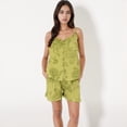 thumbnail image 2 of Women's Printed Sleepwear Set with Button-Front Tank Top and Ruffled Hem Shorts - Small, Green, 2 of 7