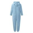 thumbnail image 4 of FAVIPT Pajamas for Women Plush Hooded Jumpsuit Plus Size Casual Winter Warm Long Sleeve Fleece Cute Cap Romper Sleepwear Lounge Homewear, 4 of 5