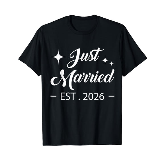 Just Married 2026 Honeymoon Wedding Couples Fiancee Lovers T-Shirt