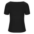 thumbnail image 5 of KBZDBZC T Shirts for Women Women's 2024 Summer Fashion U Low Cut Short Rib Knit Slim Casual Basic T Shirt Womens Tops (Black,XXL), 5 of 5