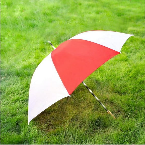 60" Red and White Manual Open Polyester Umbrella