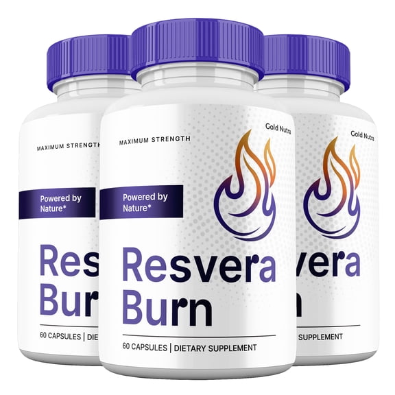 ResveraBurn Capsules, Maximum Strength All Natural Formula, ResveraBurn 60 Capsules per Bottle (3 Pack)