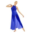 thumbnail image 2 of Zaldita Women Sleeveless Dance Dress Lyrical Dancing Costume Sequined Mesh Dance Leotard Dress Blue Medium, 2 of 7