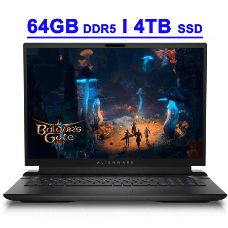 Dell Alienware M18 R2 Premium Gaming Laptop 18" WQXGA 2560x1600 165Hz 100% DCI-P3 G-SYNC Intel 24-Core i9-14900HX 64GB DDR5 4TB SSD GeForce RTX 4080 RGB Backlit Thunderbolt FHD IR Camera Win11