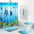 thumbnail image 3 of Ocean Dolphins Bathroom Set with Shower Curtain Set  and Rugs Accessories, Underwater World Sea Fish Shower Curtain for Bathroom Aquatic Life Fish Bathroom Decor 4 Pcs, 3 of 7