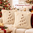 thumbnail image 6 of LOMYOLO Christmas Throw Pillow Covers 20x20IN Set of 2, Soft Faux Fur Holiday Decorative Pillow Covers for Couch Sofa Bed 3D Embroidered Couch Cover Home Decor Pillow Covers - Cute Christmas TREE, 6 of 8