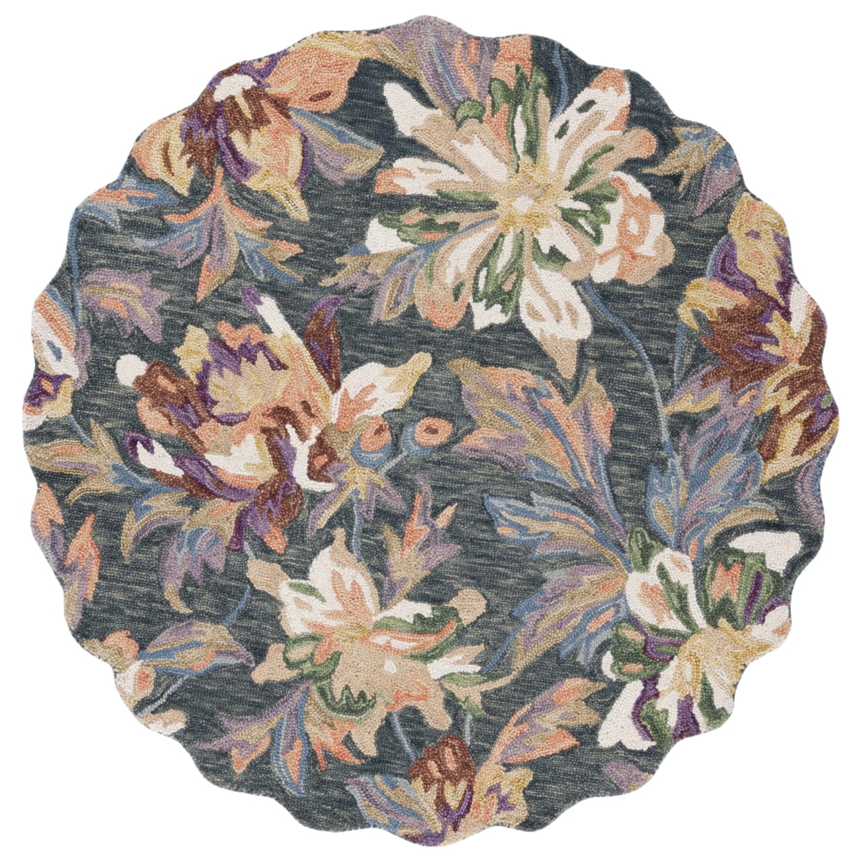SAFAVIEH Blossom Fisher Floral Area Rug, Grey/Violet, 6' x 6' Square