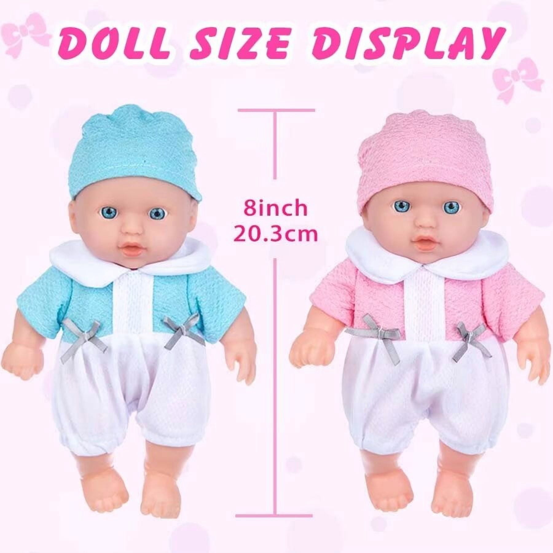 AlevRam 8 Inch Twin Baby Dolls,2 Pcs 8" Reborn Baby Doll with Plush Bodysuit Twin Baby Dolls for Girls 3+