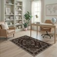 thumbnail image 2 of ODIKA 4'x6' Washable Area Rug Non-Slip, Chair-Friendly, Flatwoven Vintage Distressed Damask Border Ornate Faded Southwestern Hallway Boho Refined for Home Office, Under Desk, 2 of 7