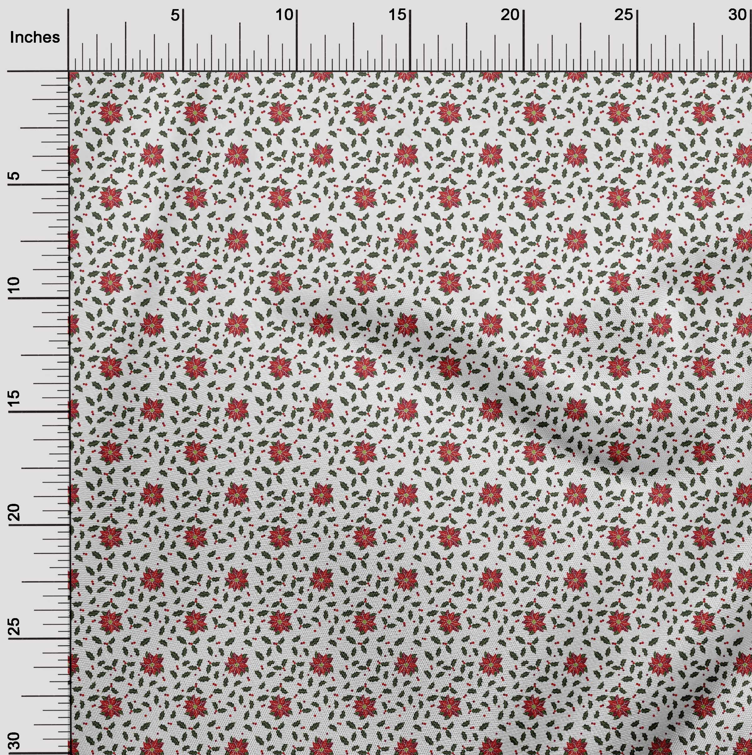 oneOone Cotton Poplin White Fabric Christmas Fabric For Sewing Printed Craft Fabric By The Yard 56 Inch Wide
