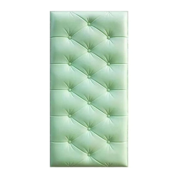 kjfeif Upholstered Headboard Wall Panels Kids Room Anti Collision 3D Wall Stickers Soft Thick 3D Wall Decoration Easy Clean,Green(13.77*27.55'')
